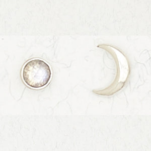 Moon with an Accent Stone Earrings