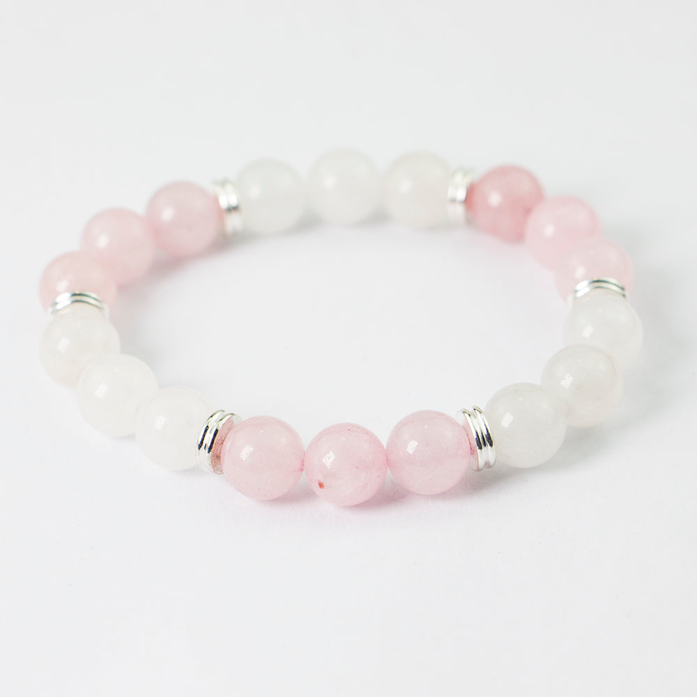 White Jade and Rose Quartz Bracelet The Mind's Eye II