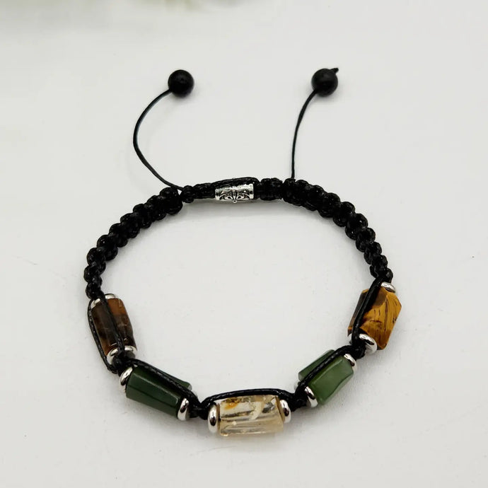 Citrine, Canadian Jade & Tiger Eye Adjustable Bracelet