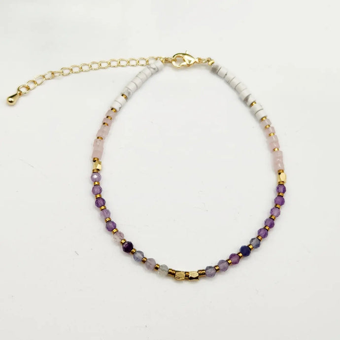 Fluorite, Amethyst, Rose Quartz & Howlite Bracelet