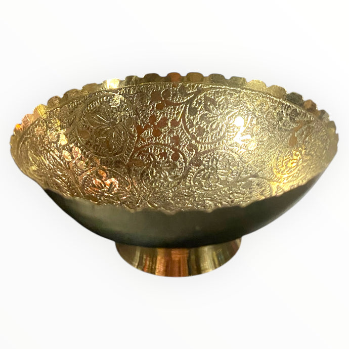 Engraved Brass Offering Bowl
