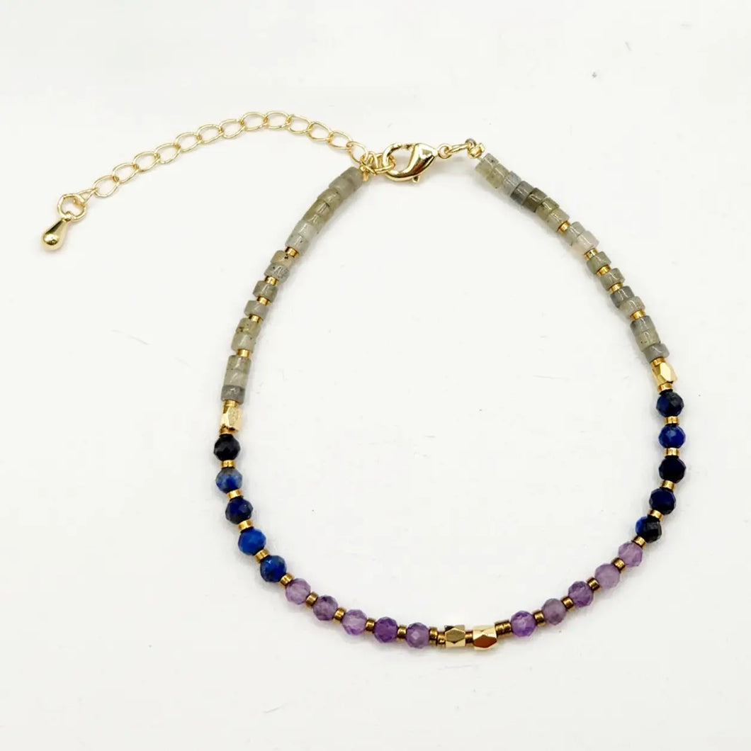 Amethyst, Lapis Lazuli, Labradorite Bracelet