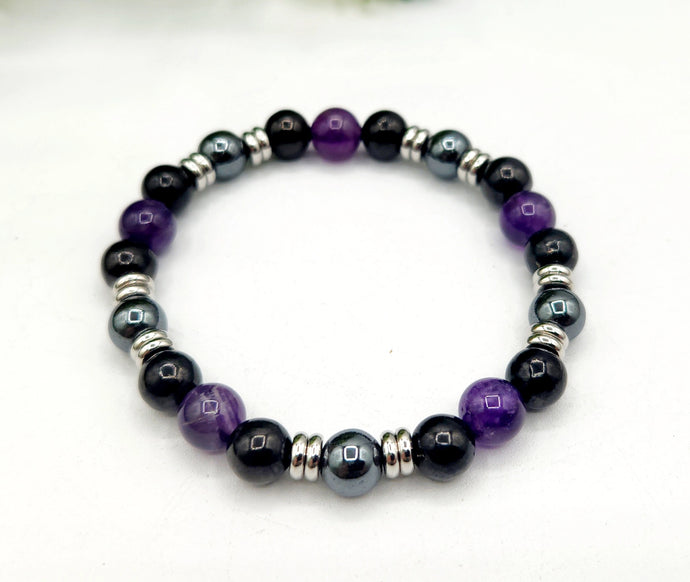 Amethyst, Shungite & Hematite Bracelet