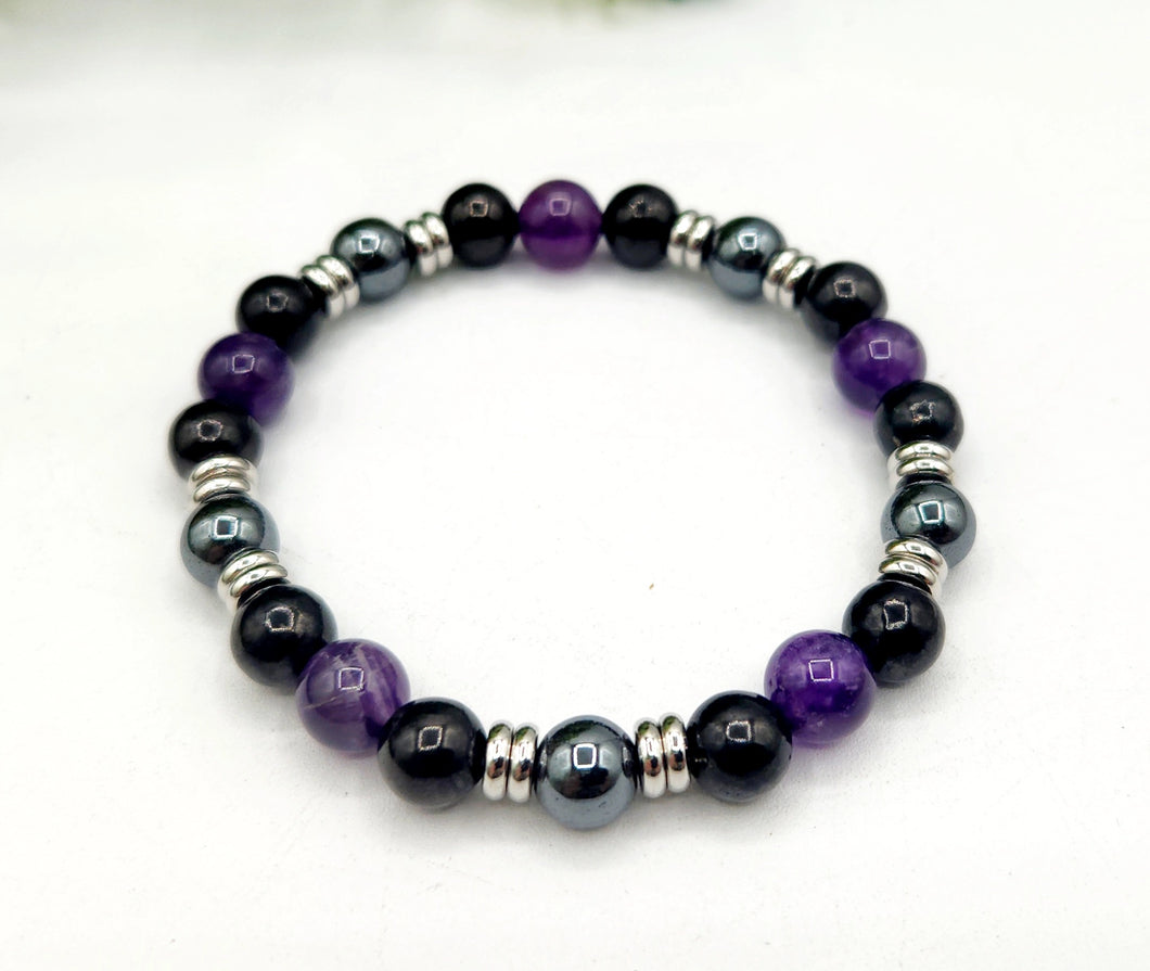 Amethyst, Shungite & Hematite Bracelet