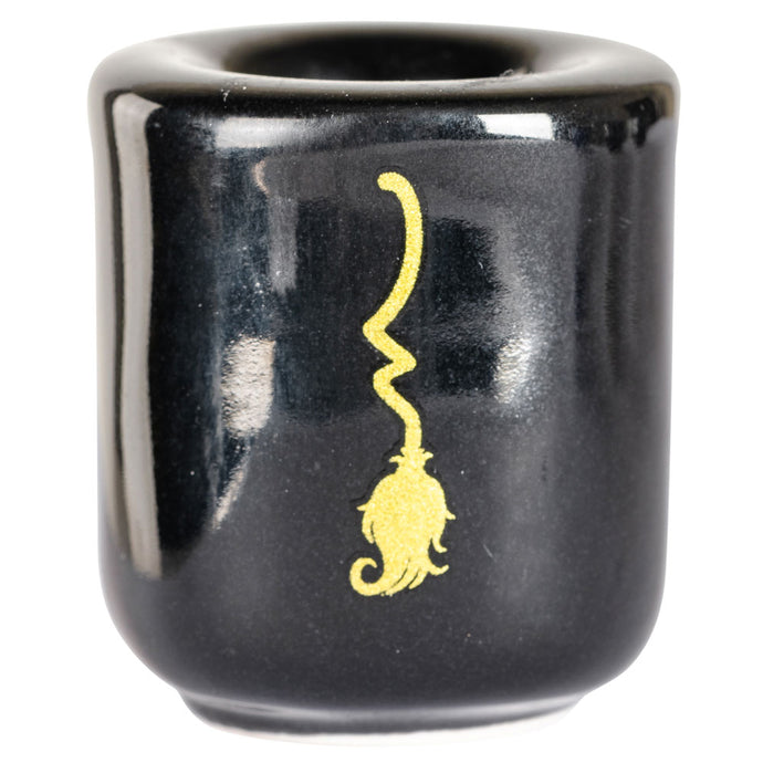 Broom Ceramic Candle Holder