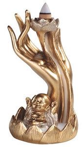 Gold Buddha with Lotus Hand Backflow Burner