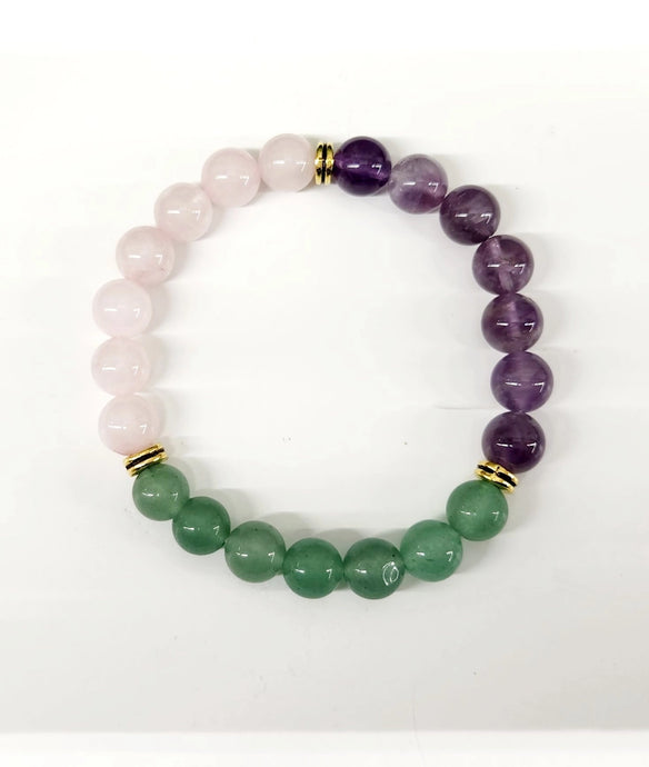 Amethyst, Green Aventurine & Rose Quartz Bracelet