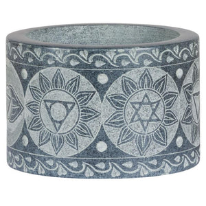 Engraved Soapstone 7 Chakra Mortar & Pestle