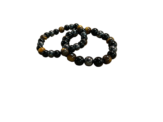 Black Obsidian, Hematite & Tiger Eye Bracelet
