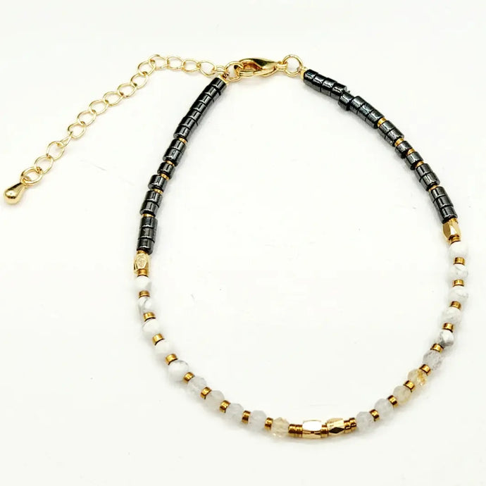 Citrine, Howlite & Hematite Bracelet