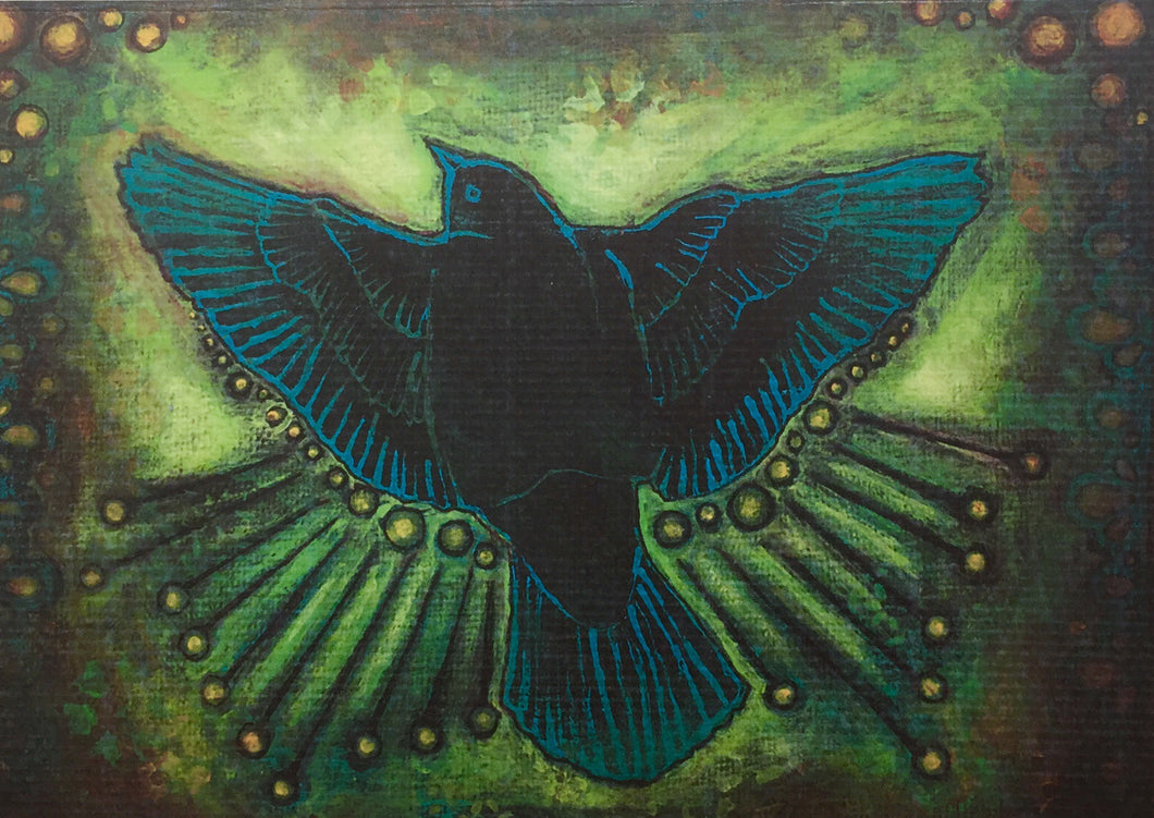 “Etherea” Black Swallow Single Art Notecard