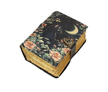 Black Cat with Crescent Moon Leather Journal