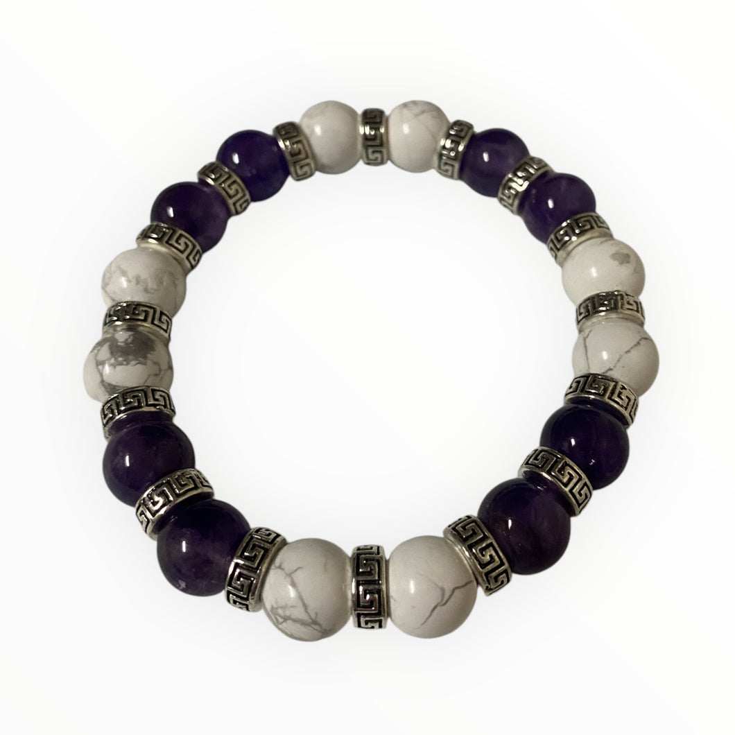 Amethyst and Howlite Bracelet