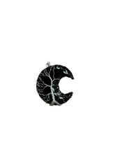 Wire Wrapped Black Obsidian Moon Pendant