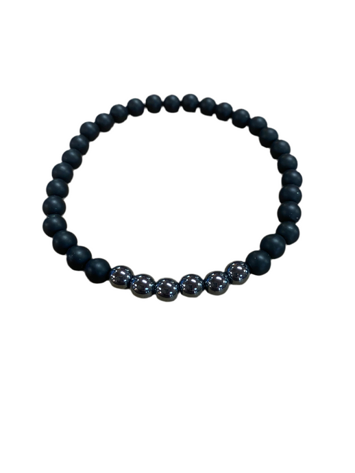 Hematite & Matte Black Obsidian Bracelet
