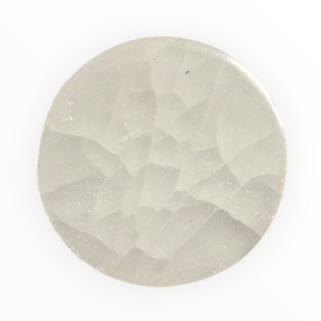 Selenite Engraved Hexagonal Charging Plate