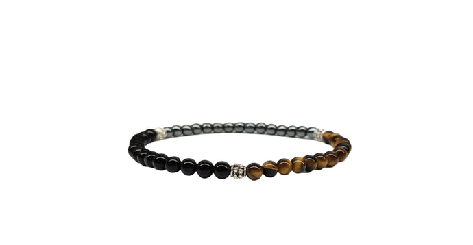 Black Obsidian, Hematite, Tiger Eye Bracelet