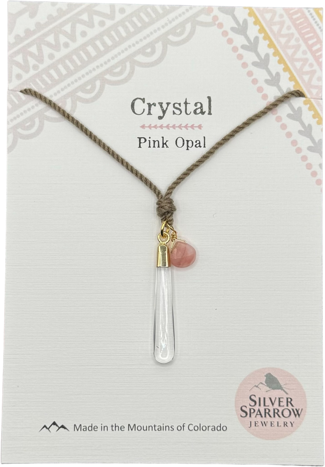 Crystal with Pink Opal Drop Necklace