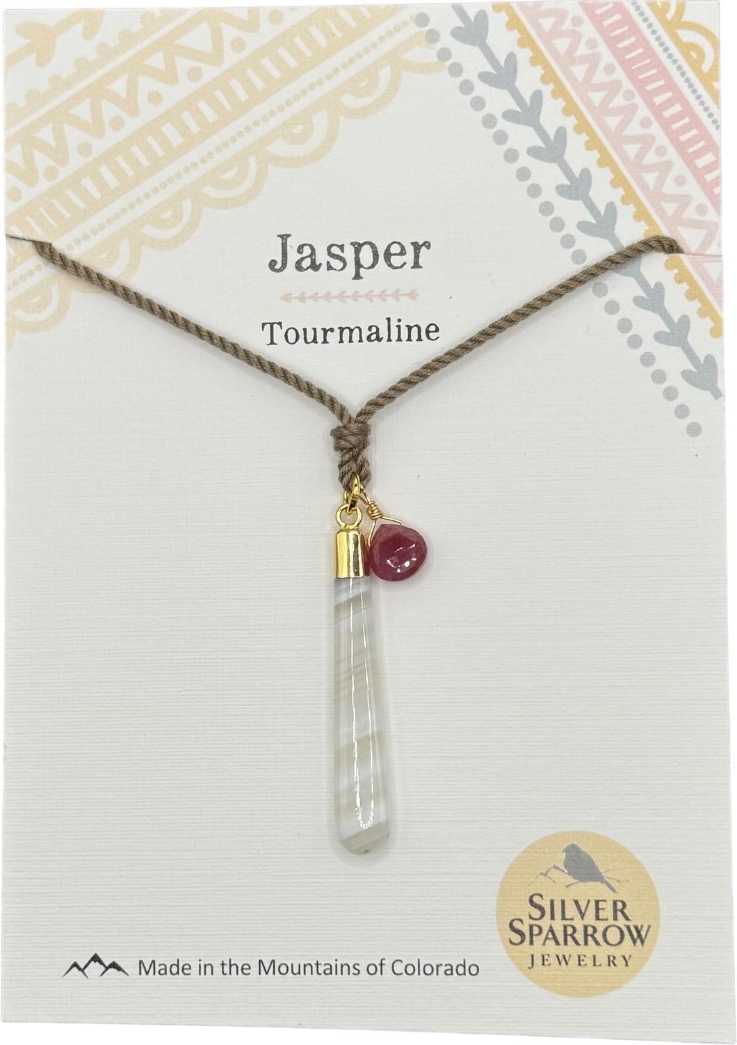 Jasper with Pink Tourmaline Drop Necklace