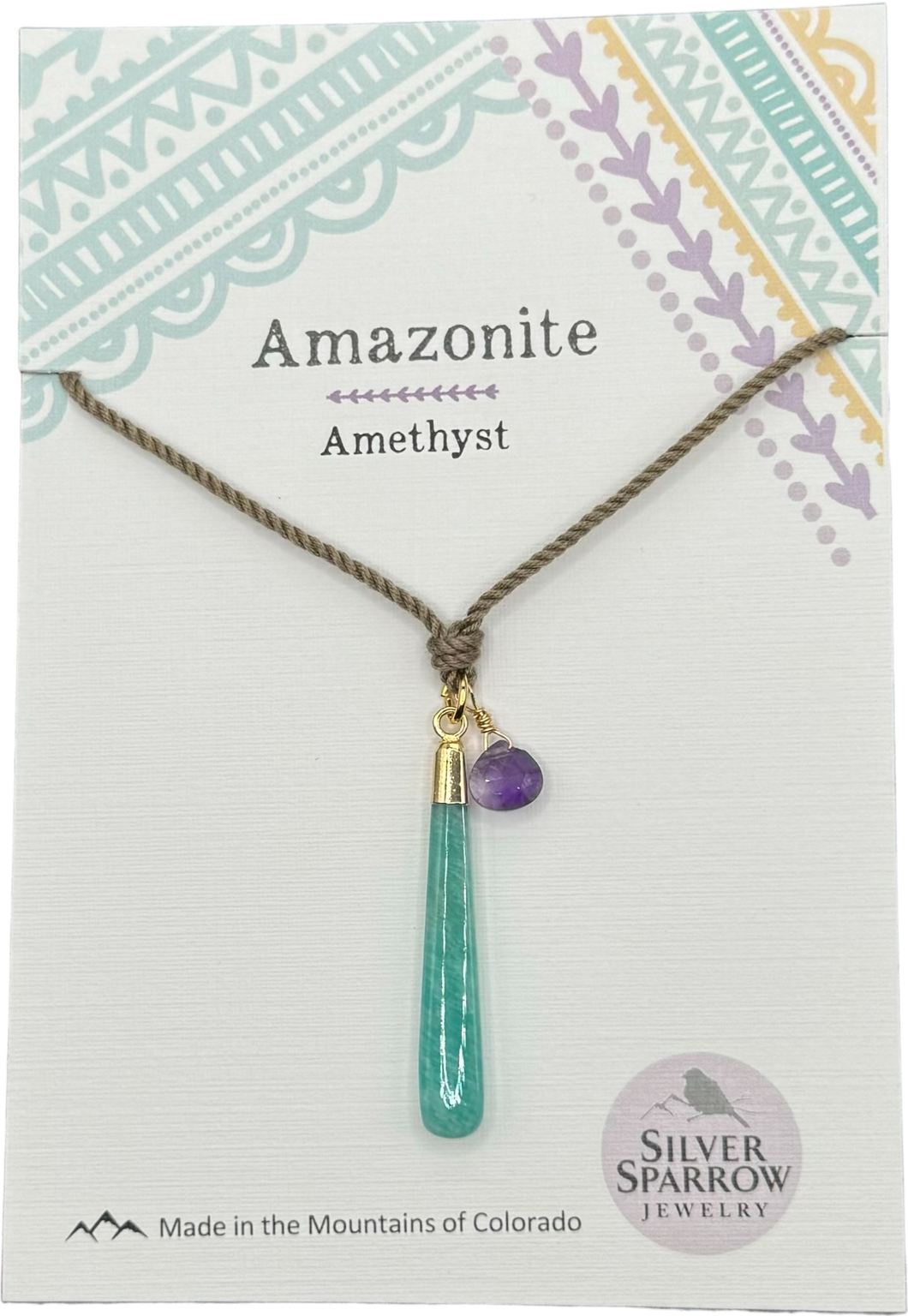 Amazonite with Amethyst Drop Necklace