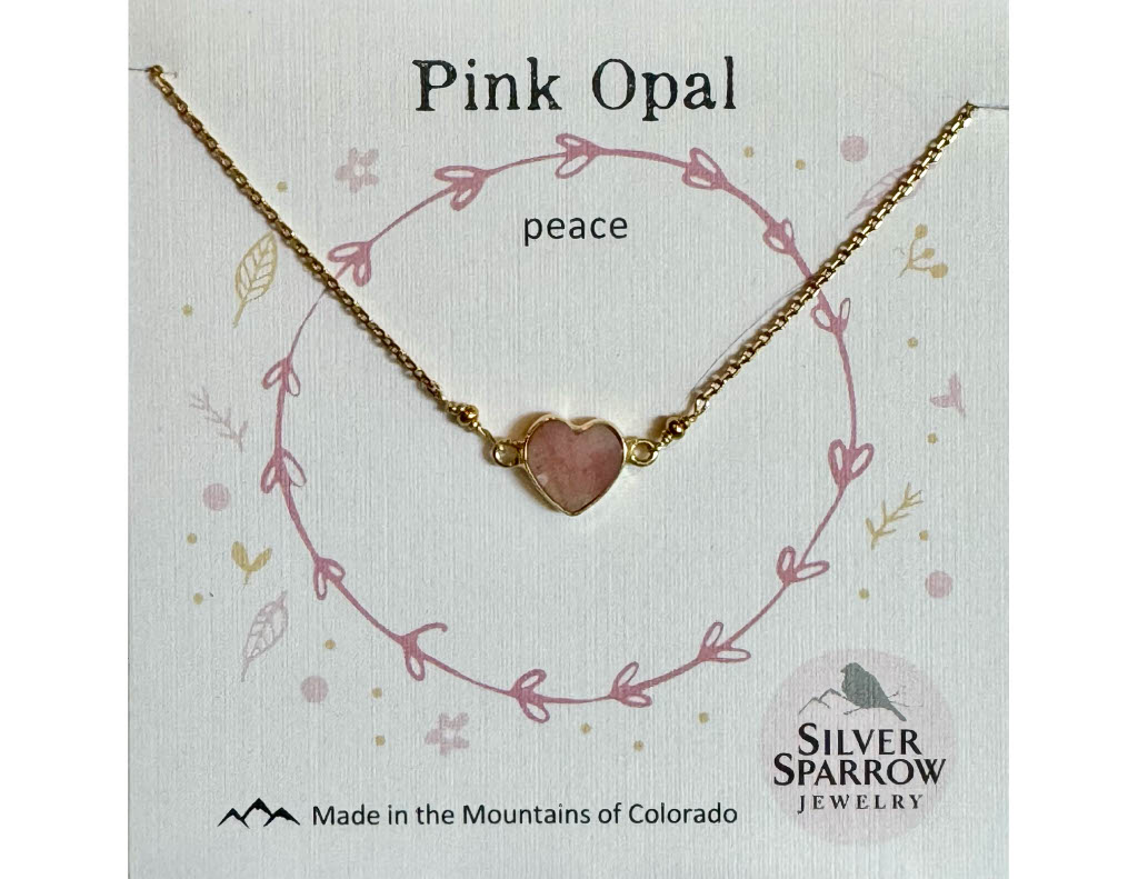 Pink Opal- Peace Gemstone Heart Necklace