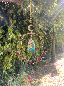 Crystal Suncatcher with Accent Moon and Chip Crystals