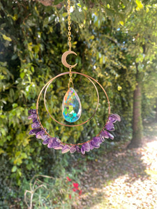 Crystal Suncatcher with Accent Moon and Chip Crystals