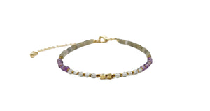 Amethyst, Labradorite & Quartz Bracelet