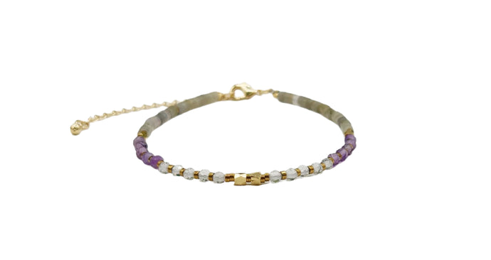 Amethyst, Labradorite & Quartz Bracelet