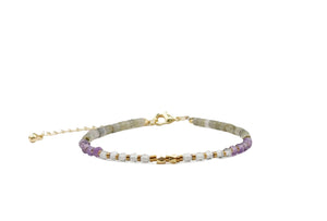 Amethyst, Labradorite & Quartz Bracelet