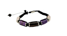 Amethyst, Rose Quartz and Black Obsidian Adjustable Bracelet