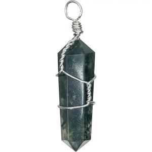 Green Moss Agate Wire Wrapped Pendant