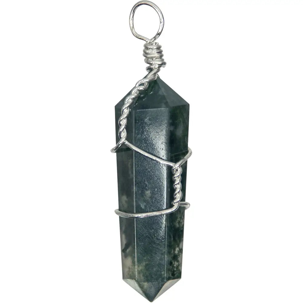 Green Moss Agate Wire Wrapped Pendant