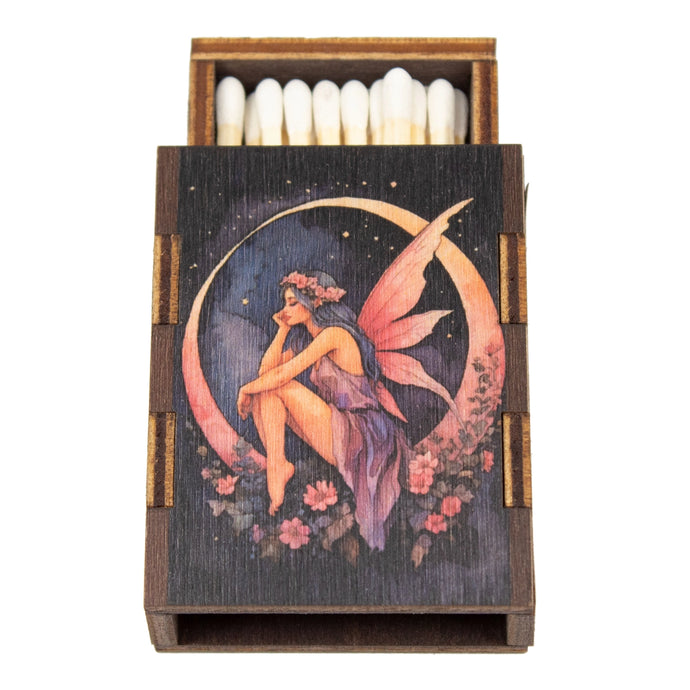 Fairy Sitting on the Moon Wooden Match Box