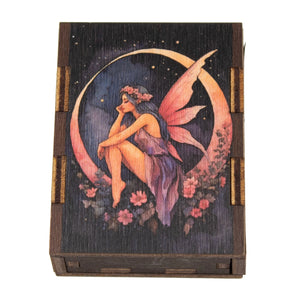 Fairy Sitting on the Moon Wooden Match Box