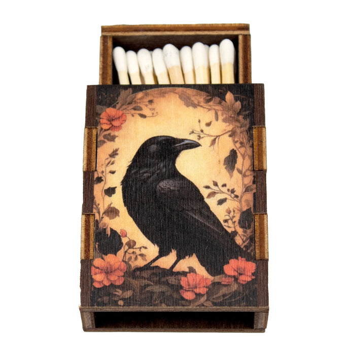 Raven Wooden Match Box