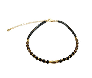 Black Obsidian, Tiger Eye and Hematite Bracelet