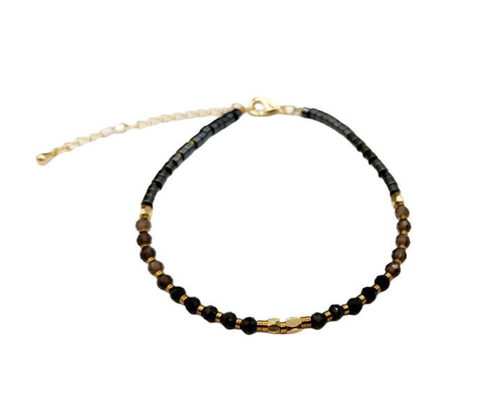 Black Obsidian, Tiger Eye and Hematite Bracelet