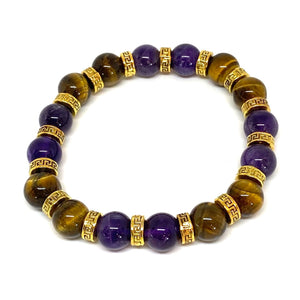 Tiger Eye and Amethyst Bracelet