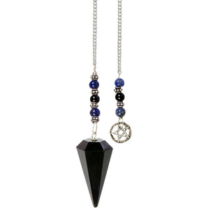 Black Obsidian Pendulum with Pentagram