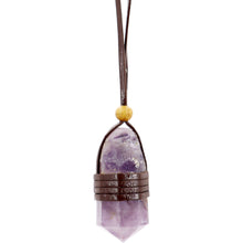 Leather Wrapped Crystal Point Necklace