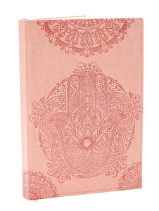 Pink Hamsa Hand Journal with Rose Quartz