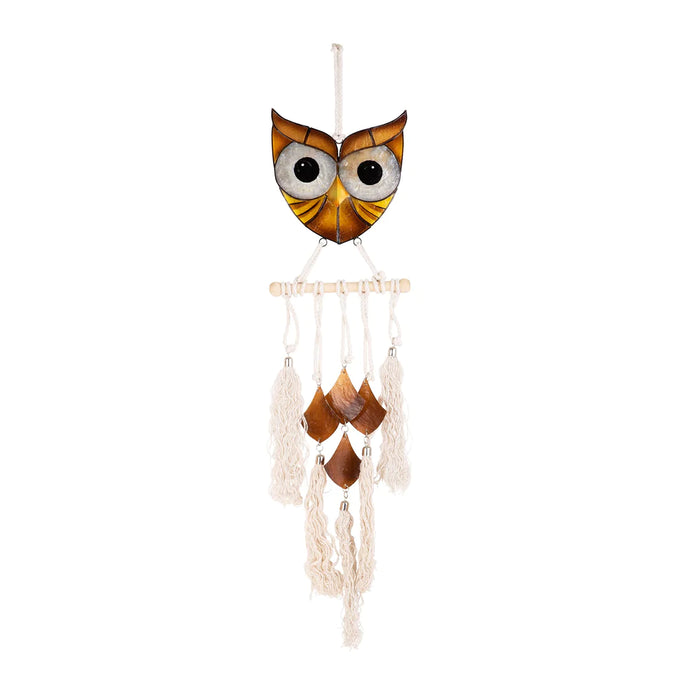 Capiz with Wood Rod Macrame-Owl