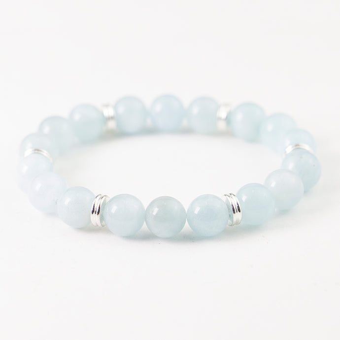Aquamarine with Silver Colored Bead