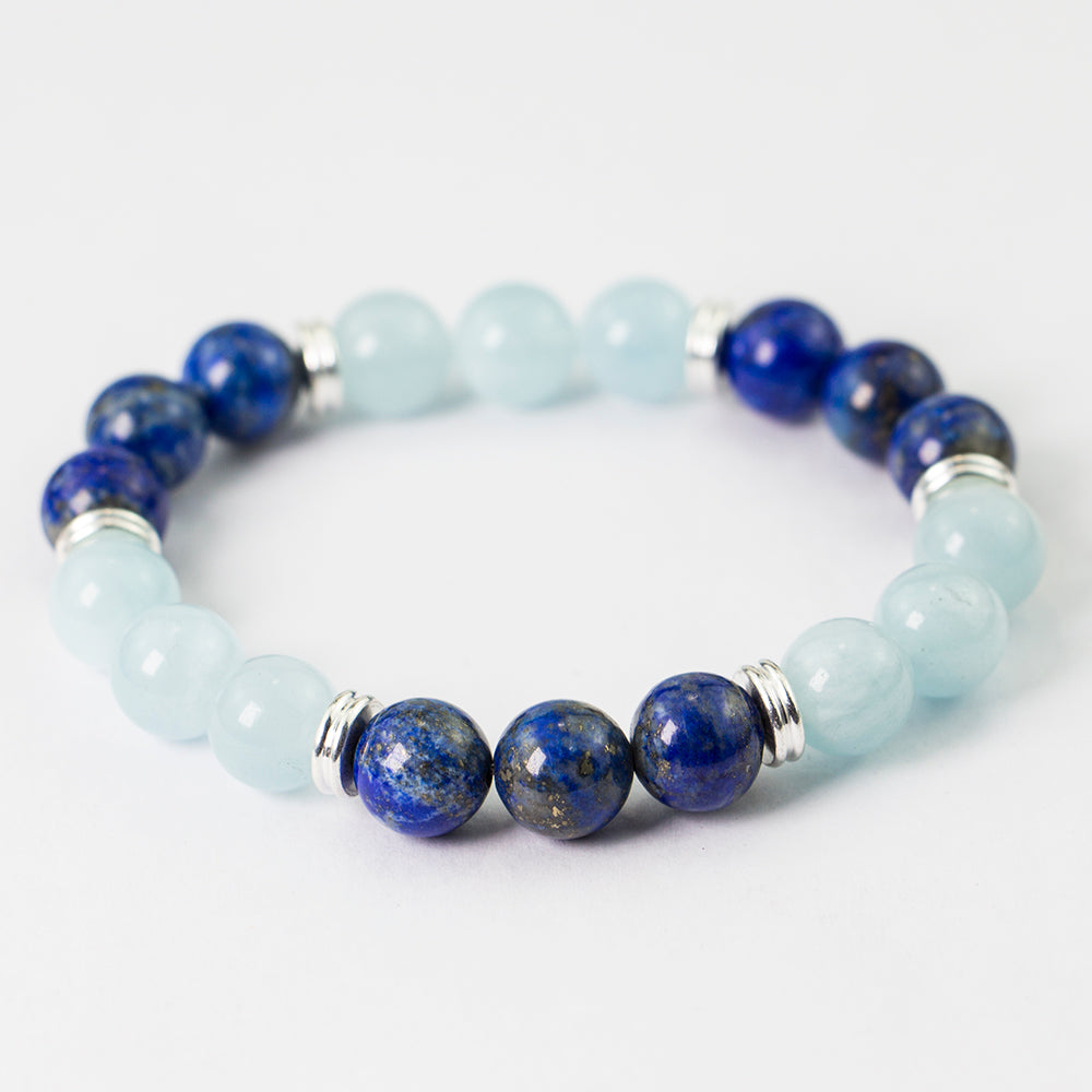 Aquamarine and Lapis Lazuli Bracelet
