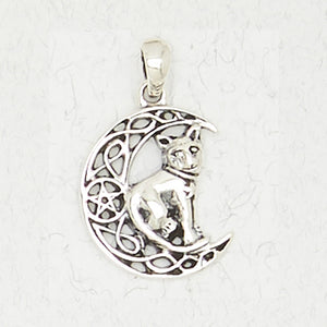 Cat on the Moon with Pentacle Pendant