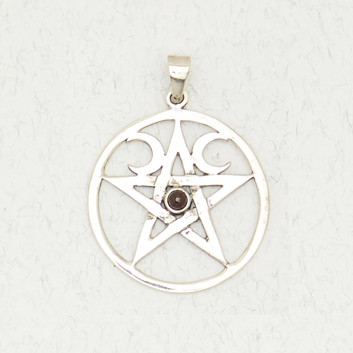 Pentacle with Waxing and Waning Moon Pendant
